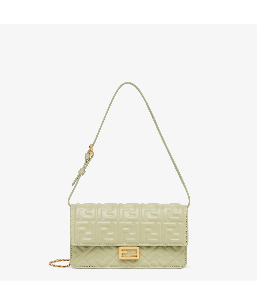 FENDI Бежевая кожаная сумка через плечо, фото 6