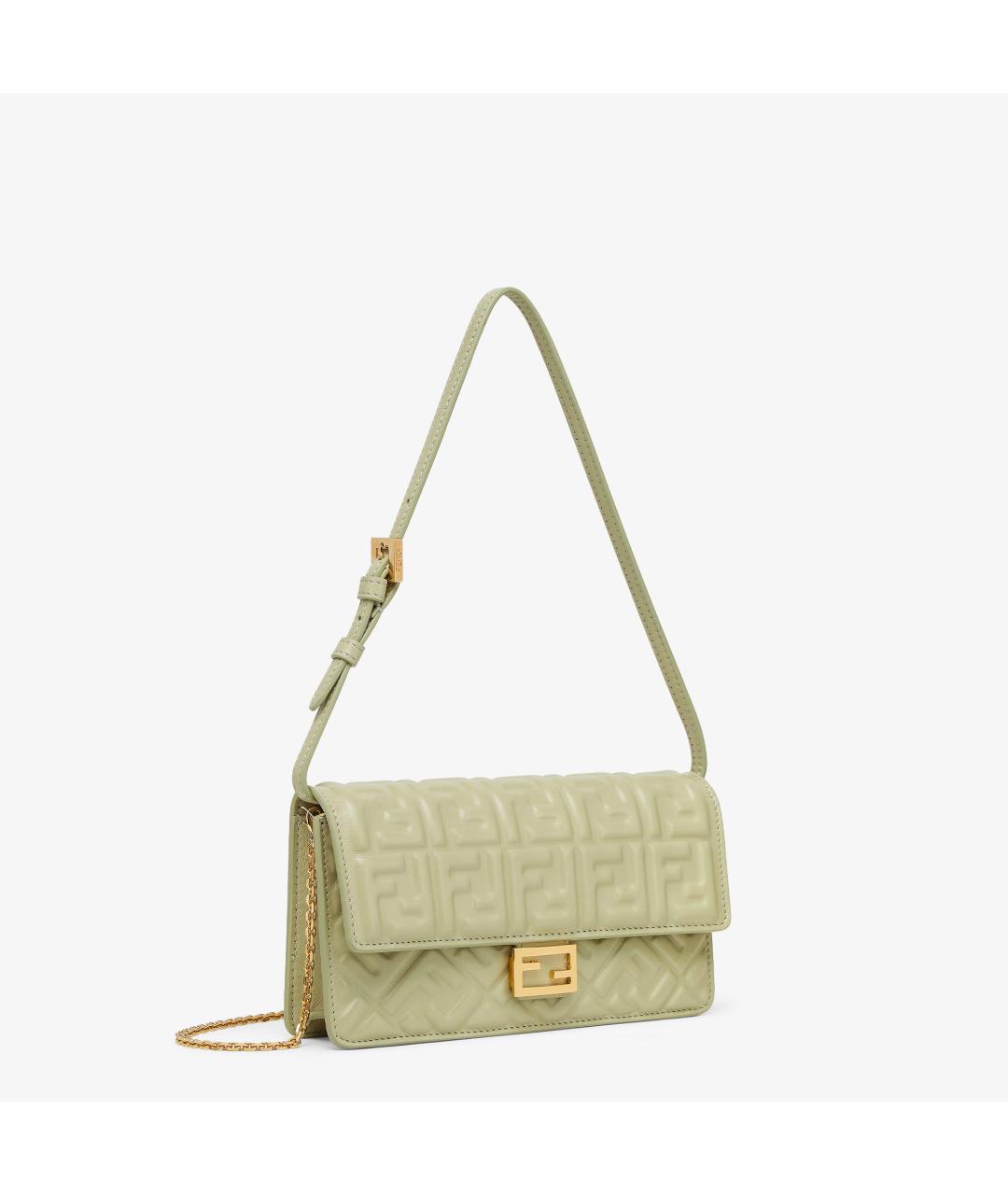 FENDI Бежевая кожаная сумка через плечо, фото 3