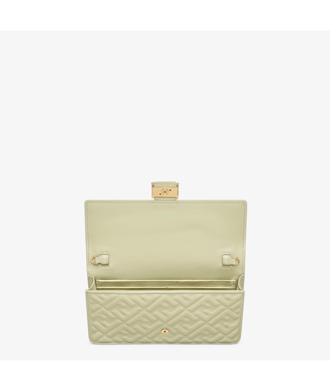 FENDI Бежевая кожаная сумка через плечо, фото 5