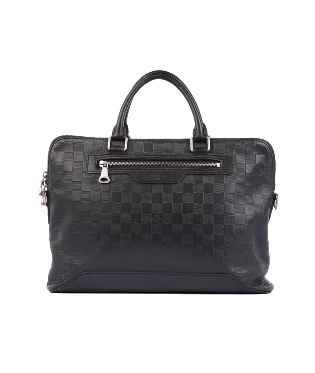 LOUIS VUITTON Черный кожаный портфель, фото 8