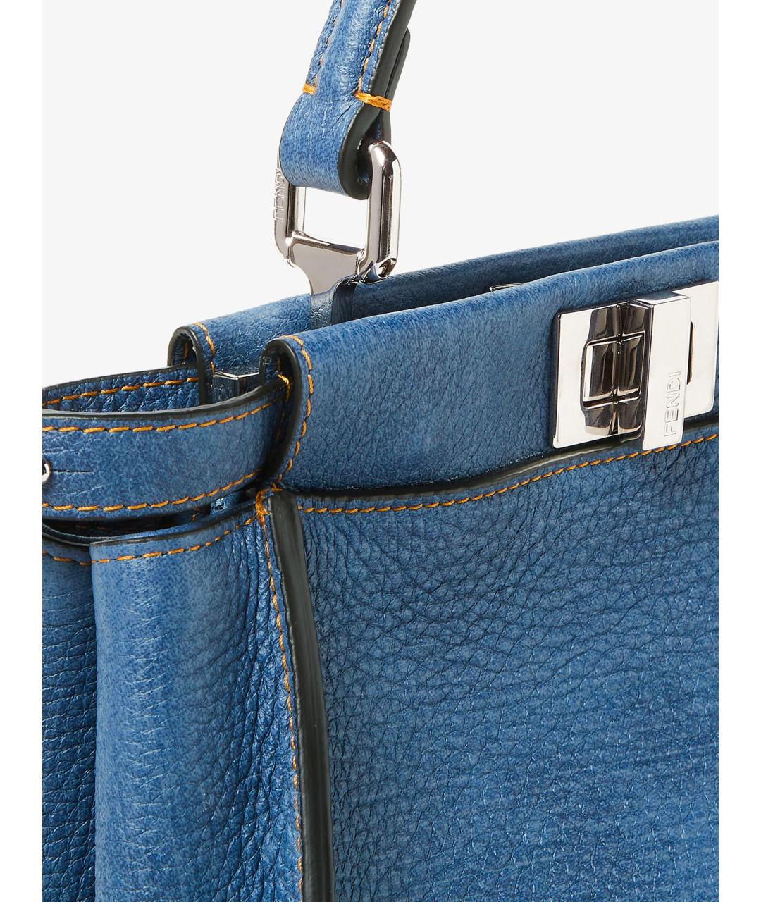 FENDI Синяя кожаная сумка тоут, фото 4