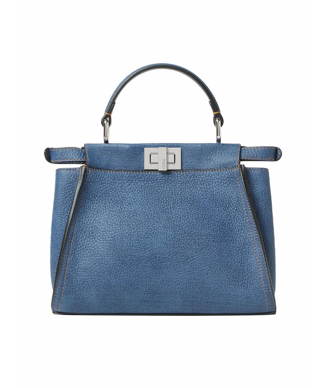 FENDI Синяя кожаная сумка тоут, фото 1