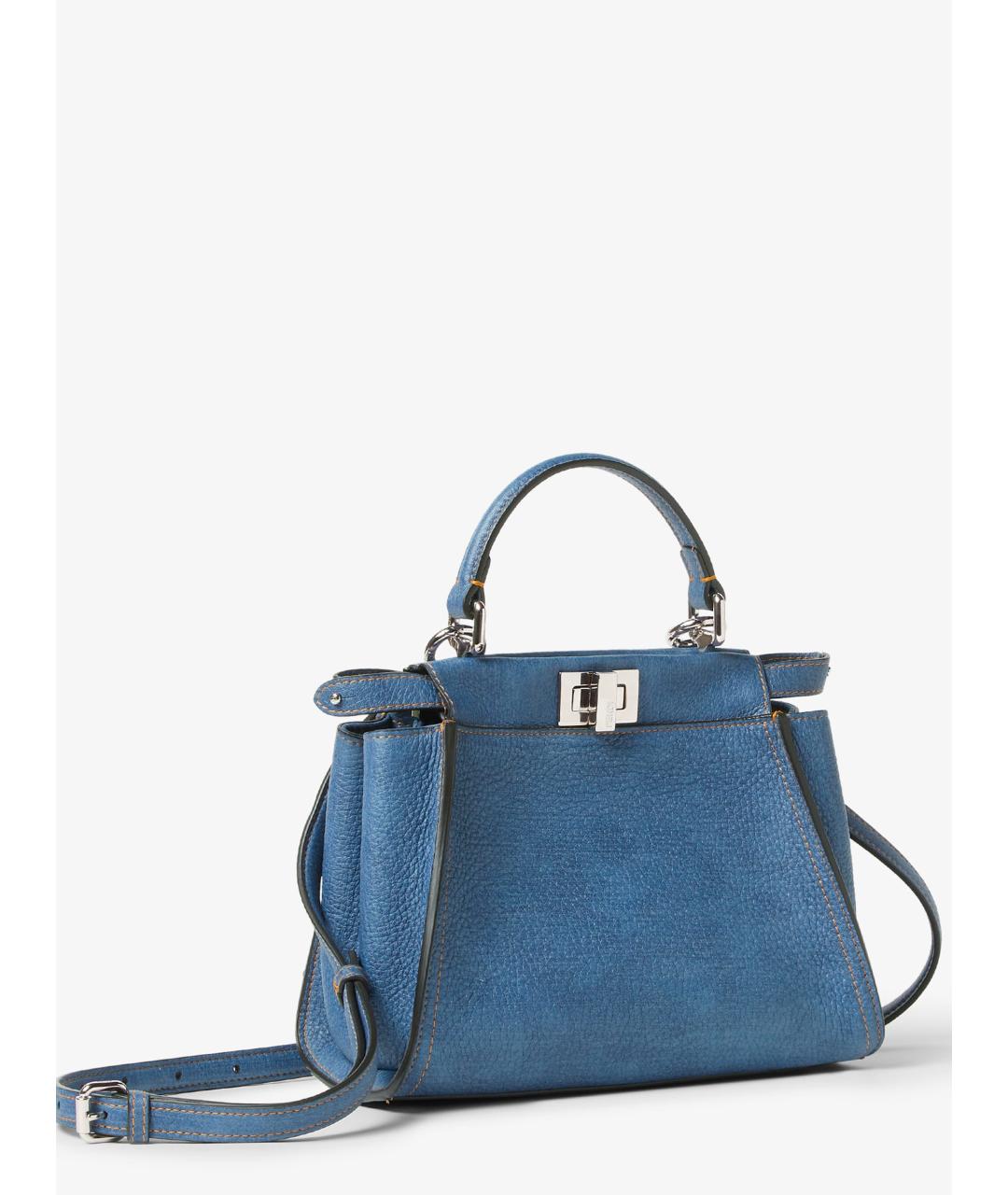 FENDI Синяя кожаная сумка тоут, фото 2
