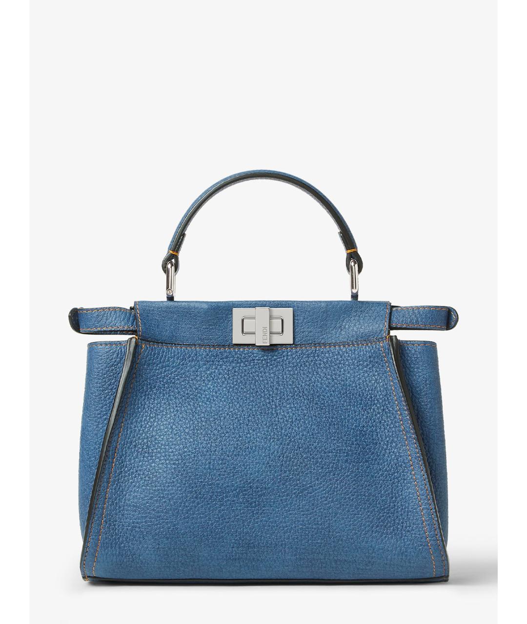 FENDI Синяя кожаная сумка тоут, фото 5