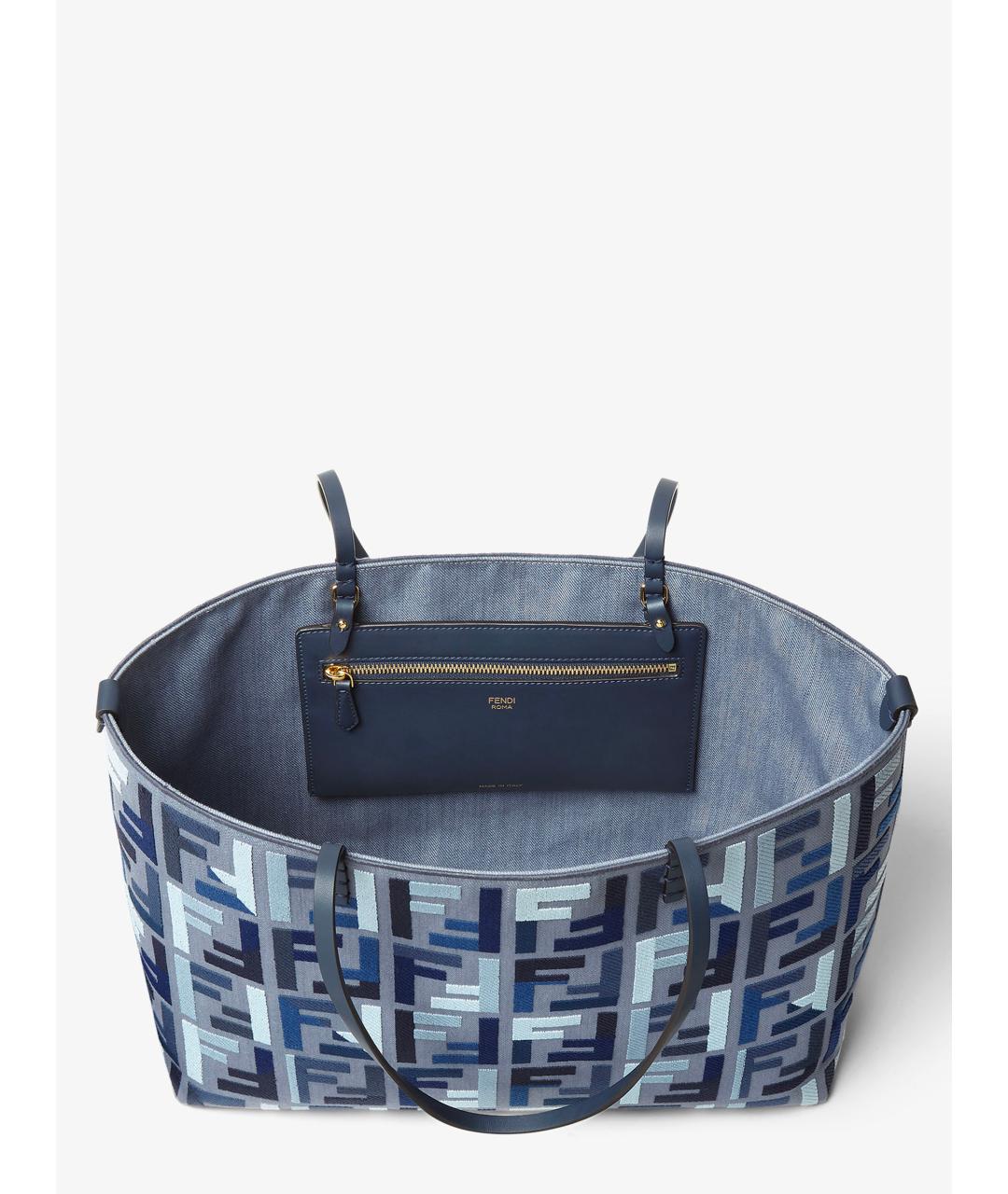 FENDI Синяя тканевая сумка тоут, фото 6
