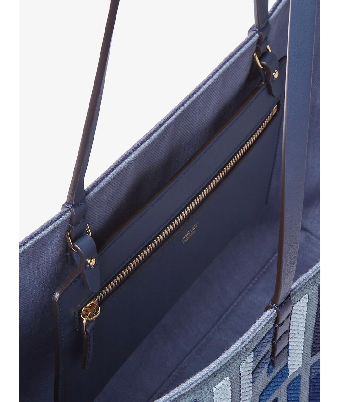 FENDI Синяя тканевая сумка тоут, фото 7