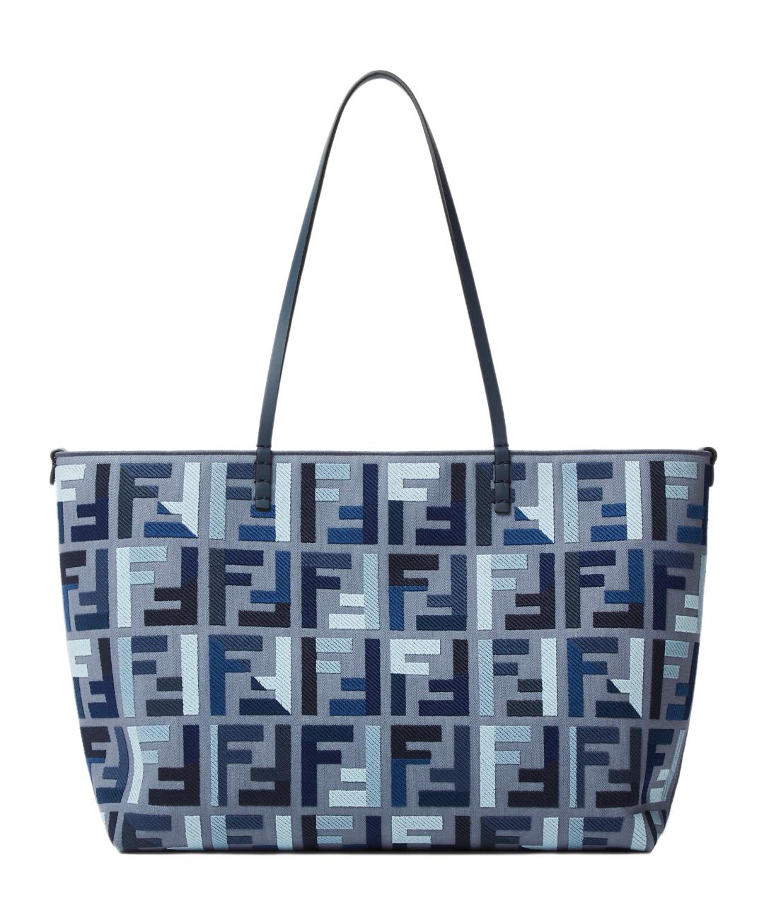 FENDI Синяя тканевая сумка тоут, фото 1