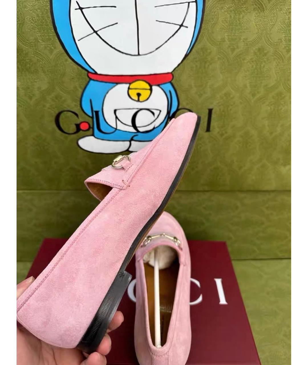 GUCCI Розовые замшевые лоферы, фото 7