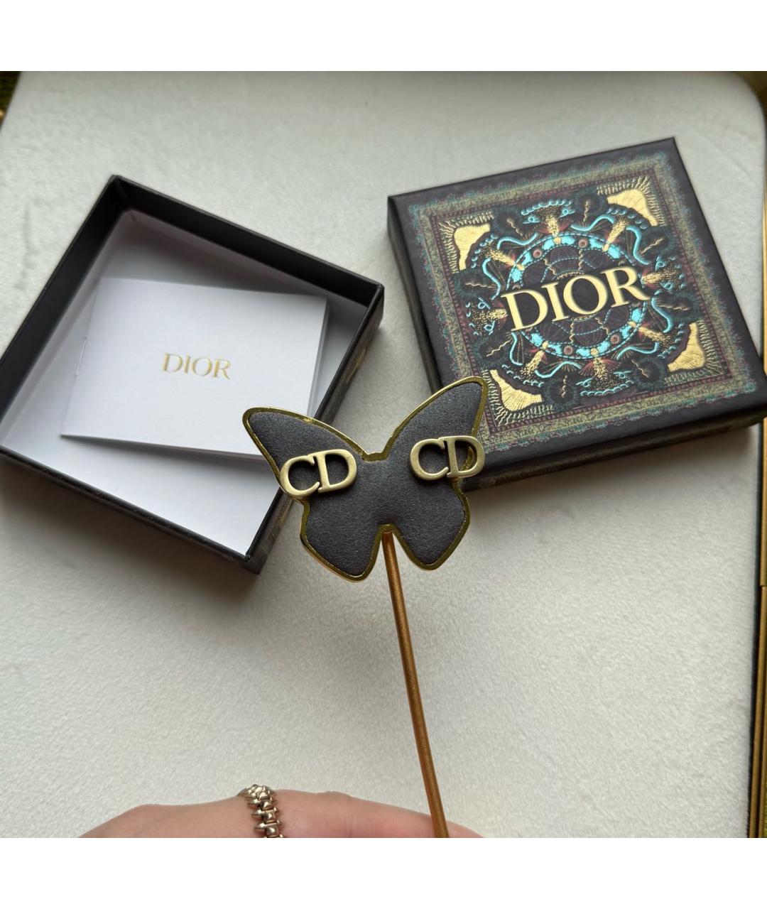 CHRISTIAN DIOR Золотые латунные серьги, фото 2