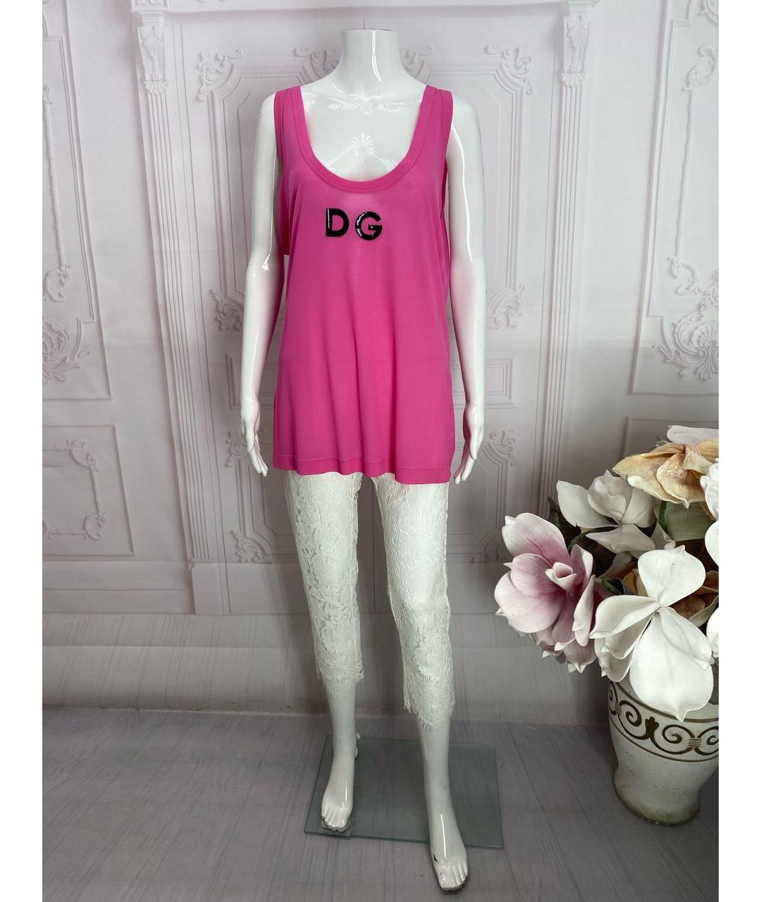 DOLCE&GABBANA Розовая вискозная майка, фото 6