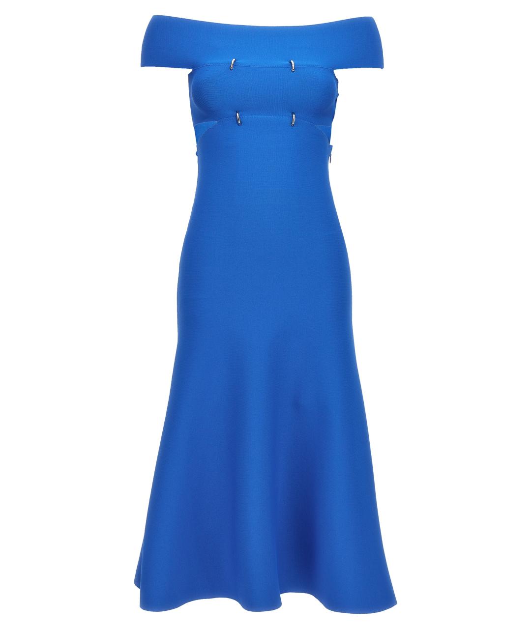 ALEXANDER MCQUEEN Синее вискозное платье, фото 1