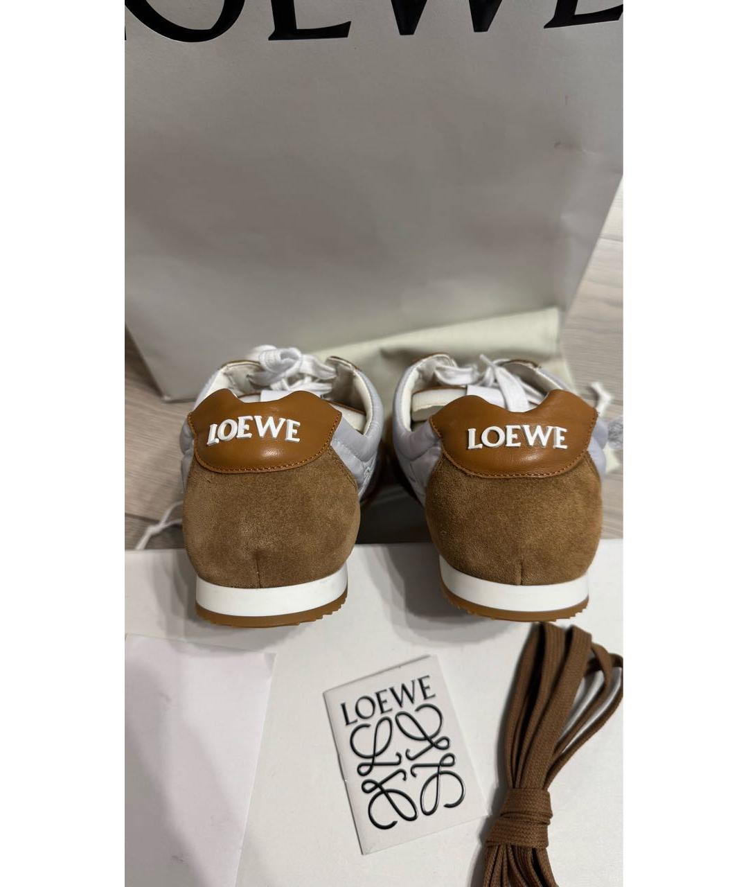 LOEWE Коричневые кожаные низкие кроссовки / кеды, фото 4