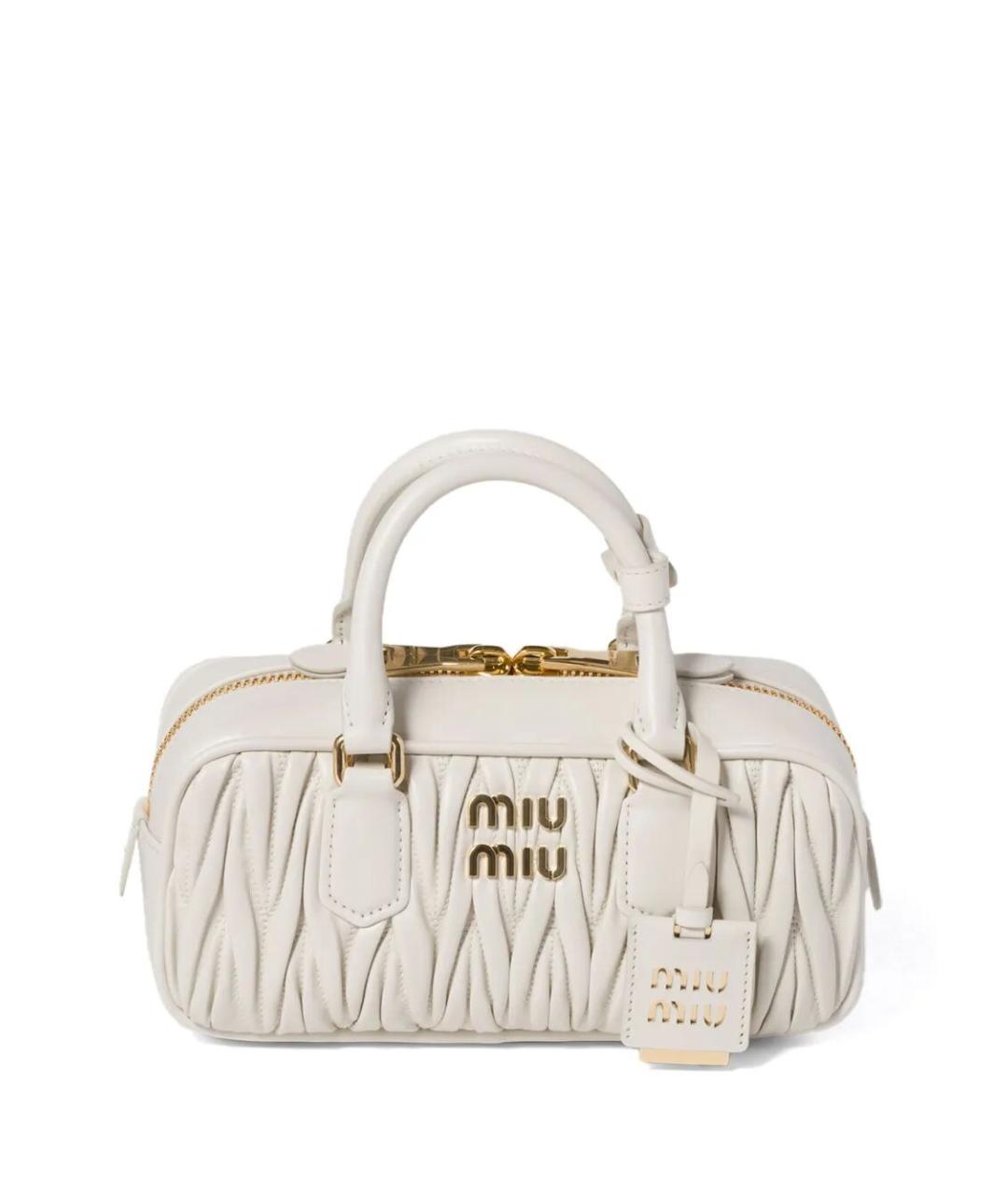 MIU MIU Белая кожаная сумка с короткими ручками, фото 1