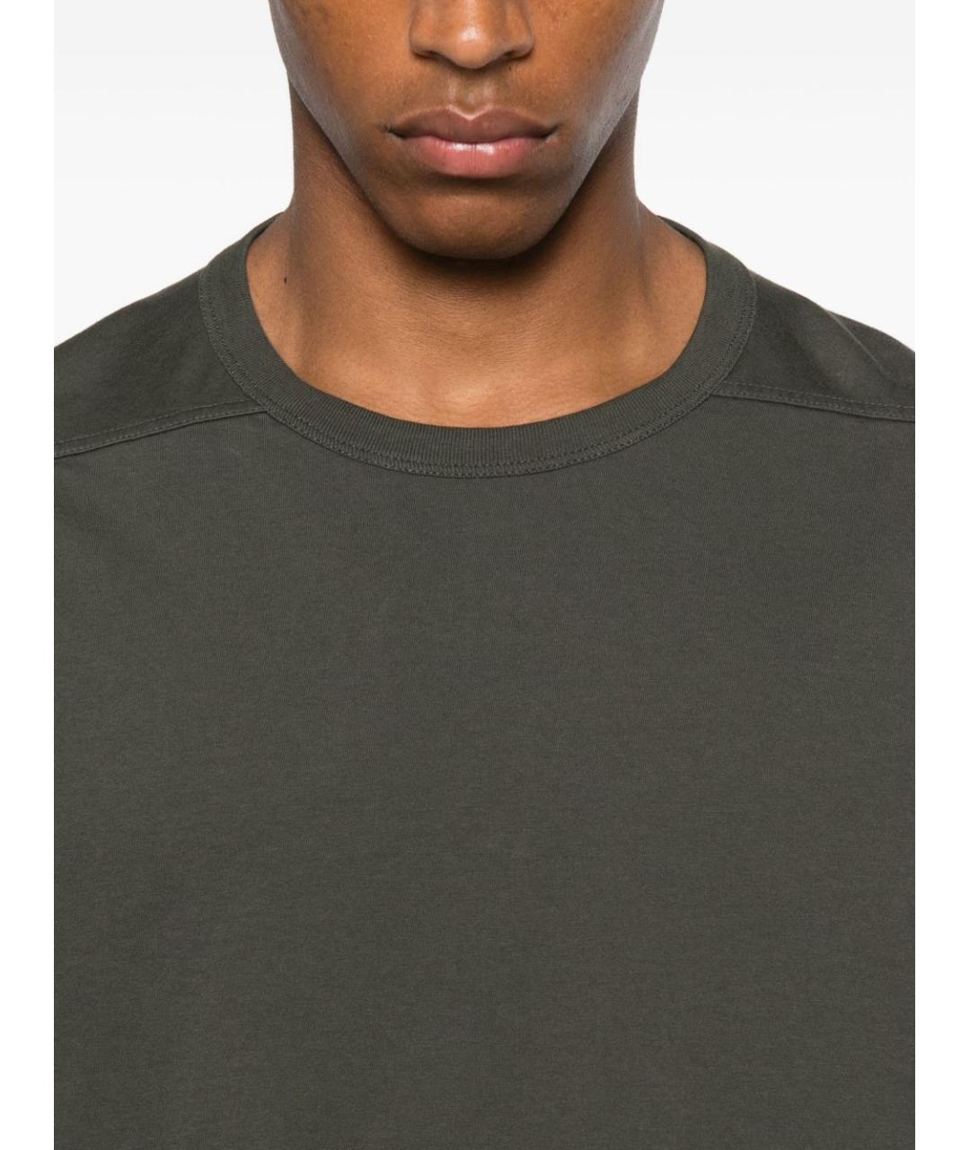 RICK OWENS Хаки хлопковая футболка, фото 4
