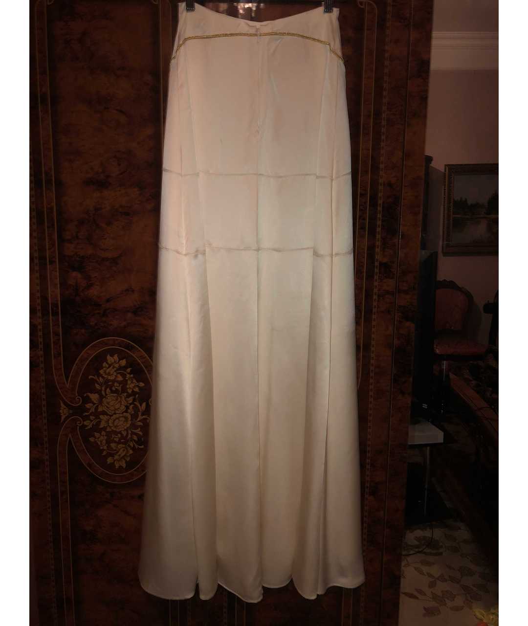 BURBERRY Белая шелковая юбка макси, фото 2