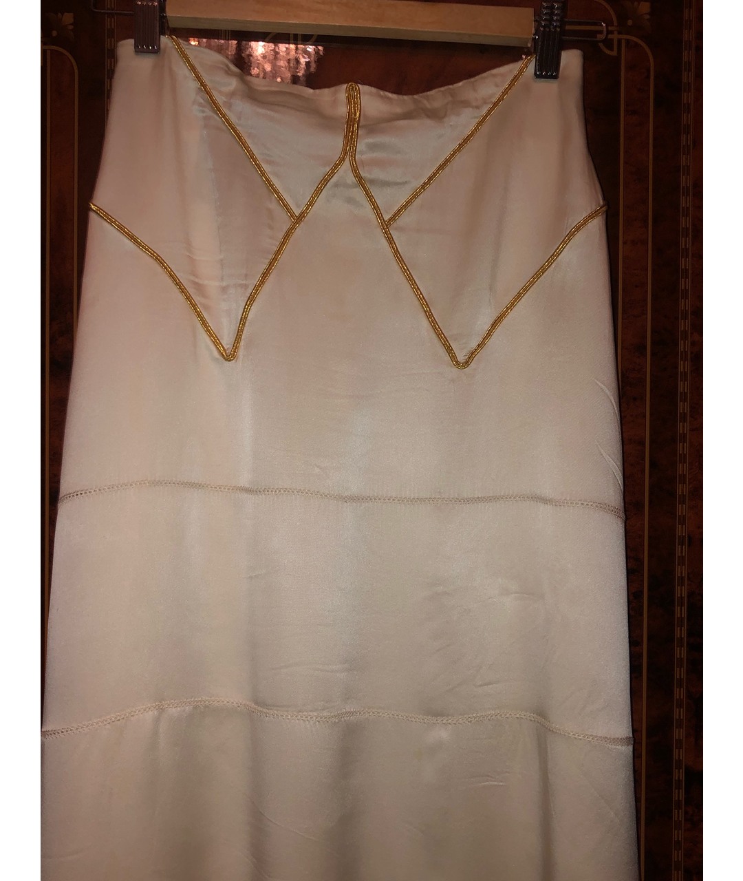 BURBERRY Белая шелковая юбка макси, фото 3
