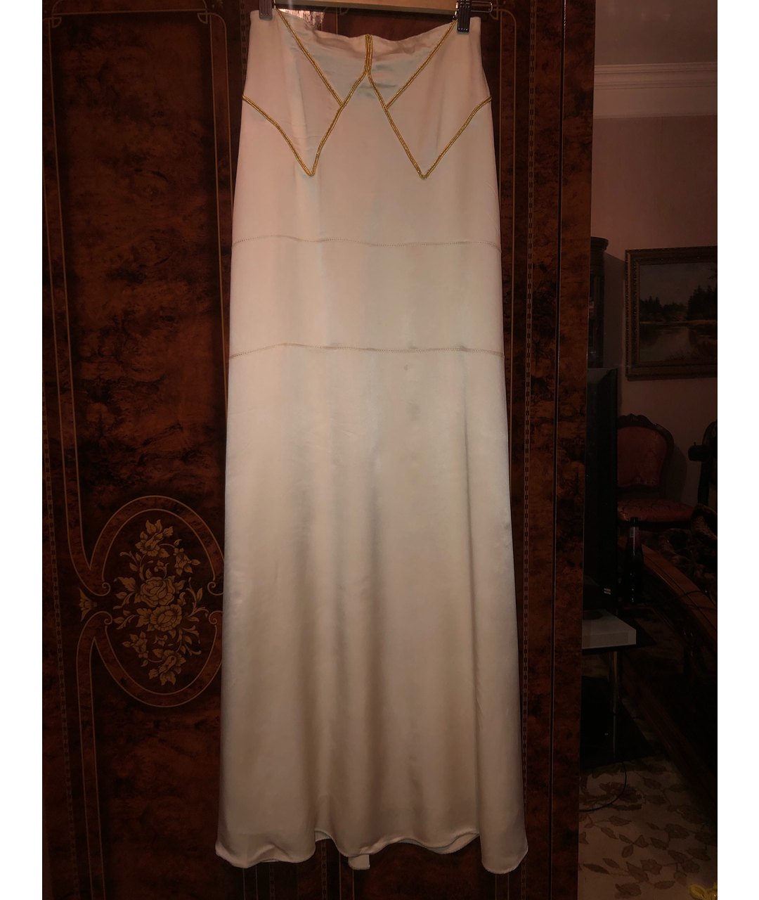 BURBERRY Белая шелковая юбка макси, фото 5