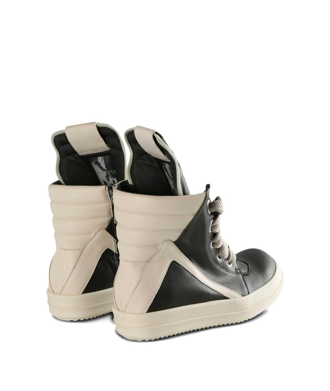 RICK OWENS Черные кожаные высокие кроссовки / кеды, фото 3