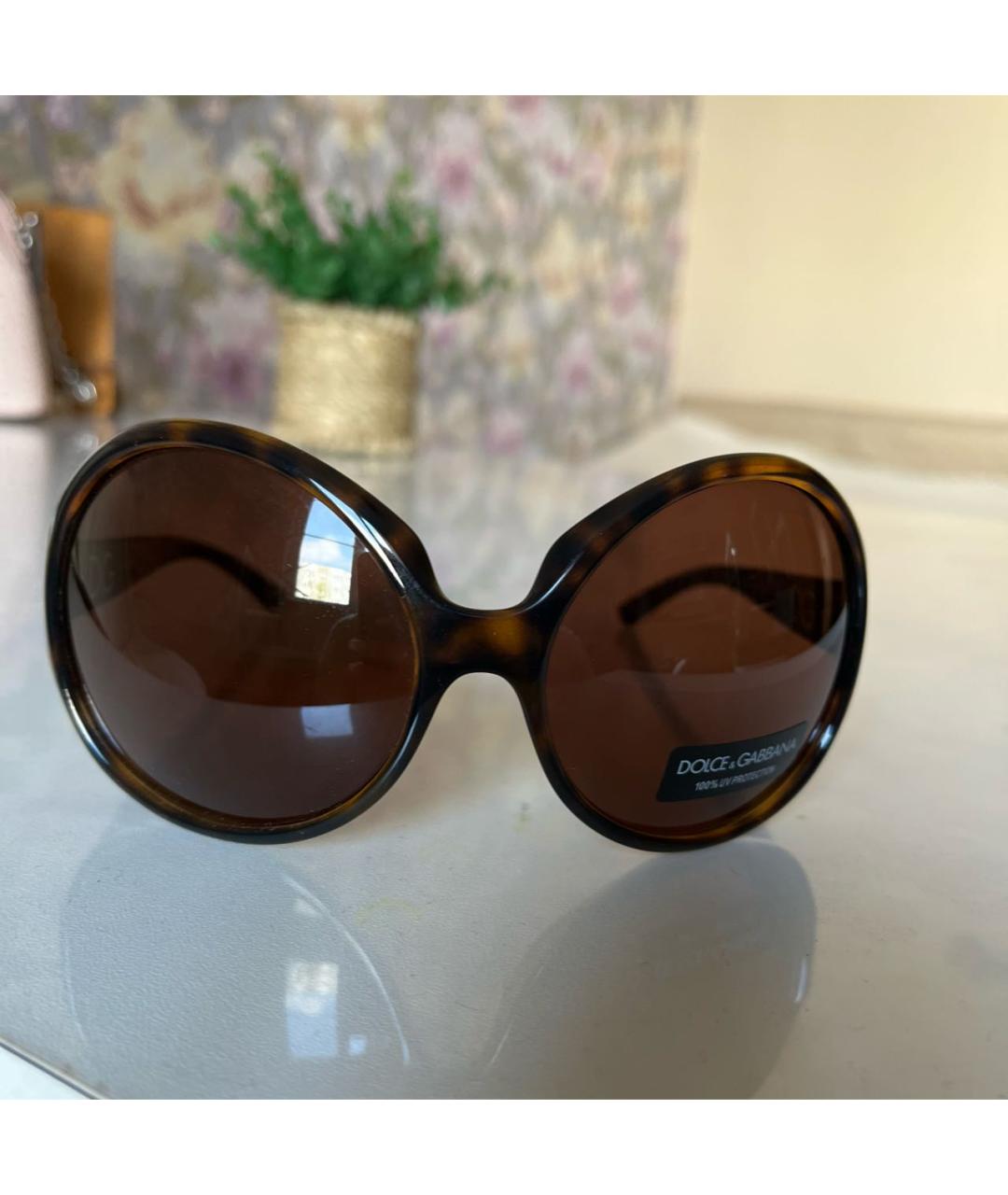 DOLCE&GABBANA Коричневые пластиковые солнцезащитные очки, фото 2
