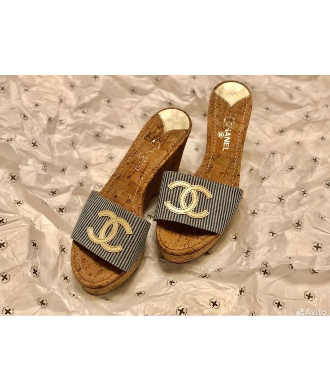 CHANEL Коричневые нубуковые сабо, фото 3