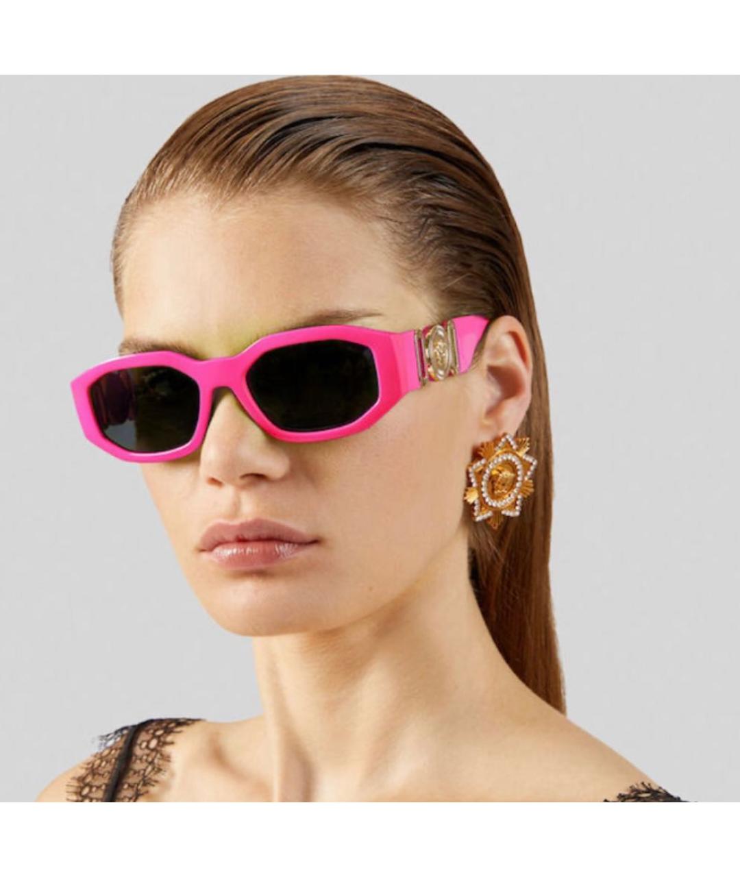 VERSACE Розовые пластиковые солнцезащитные очки, фото 5