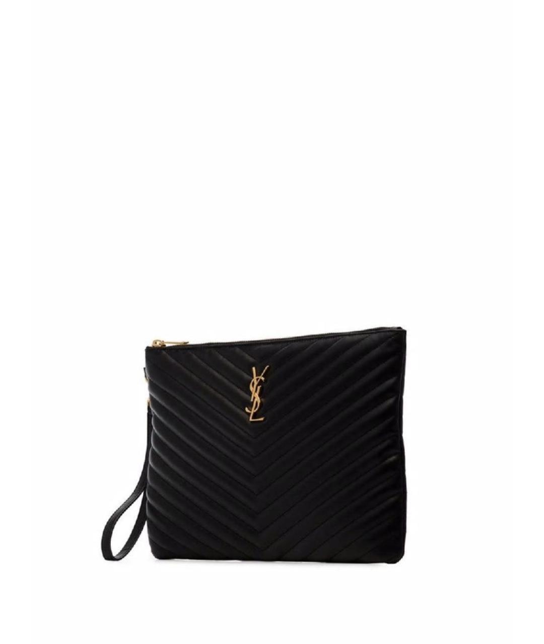 SAINT LAURENT Черная кожаная сумка с короткими ручками, фото 4