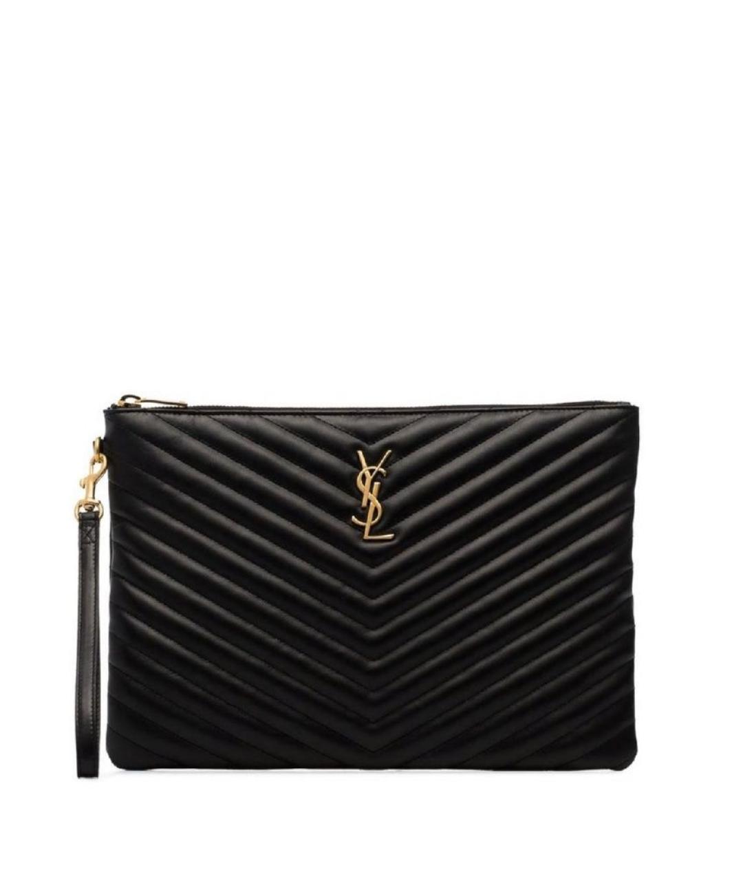 SAINT LAURENT Черная кожаная сумка с короткими ручками, фото 1