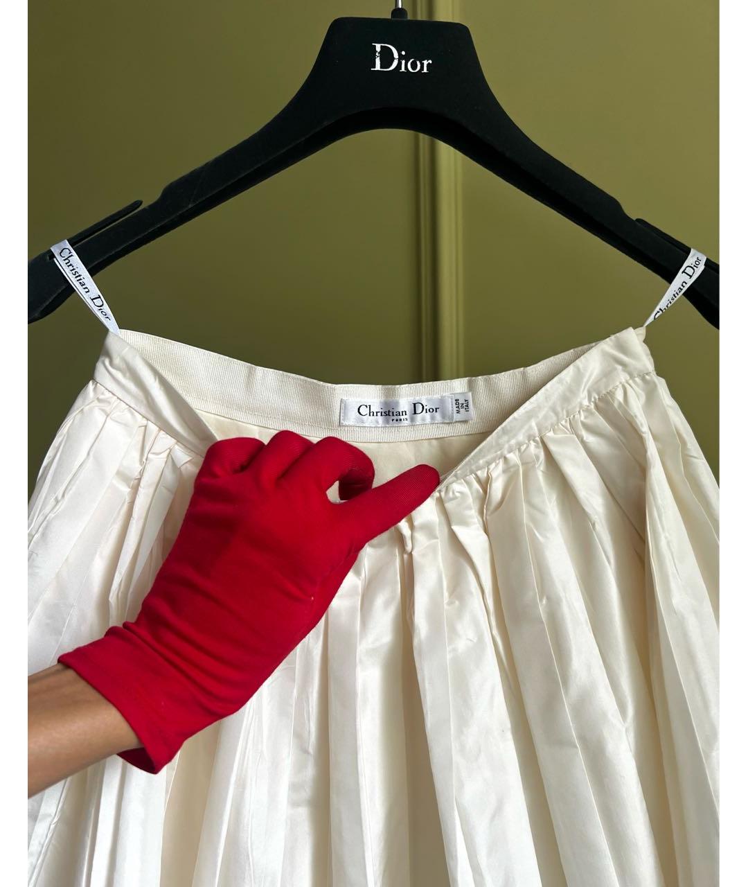 CHRISTIAN DIOR Белая шелковая юбка мини, фото 2