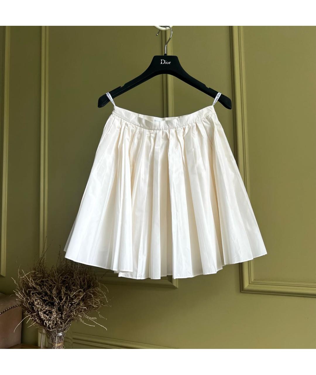 CHRISTIAN DIOR Белая шелковая юбка мини, фото 8