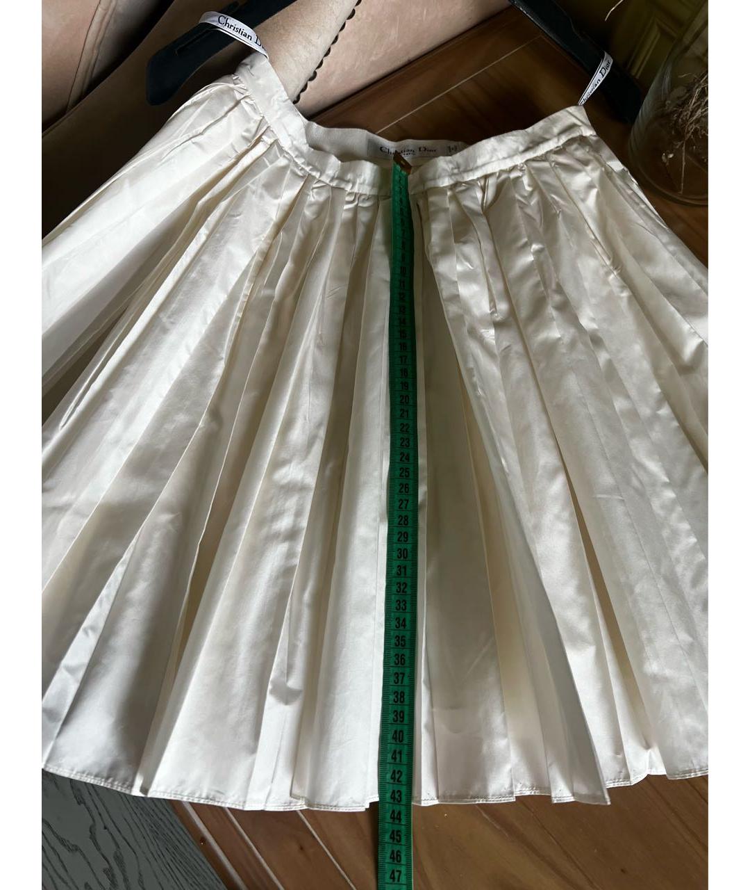 CHRISTIAN DIOR Белая шелковая юбка мини, фото 7