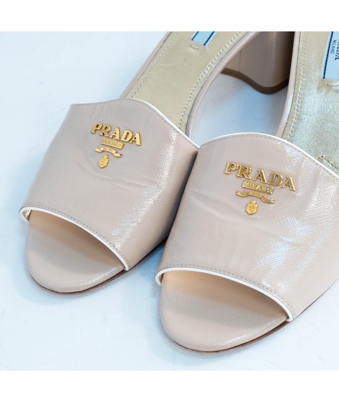 PRADA Розовые кожаные мюли, фото 3