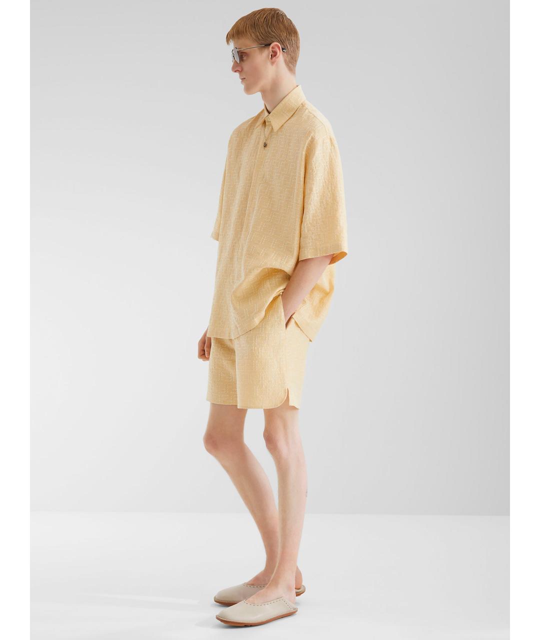 FENDI Желтые льняные шорты, фото 2