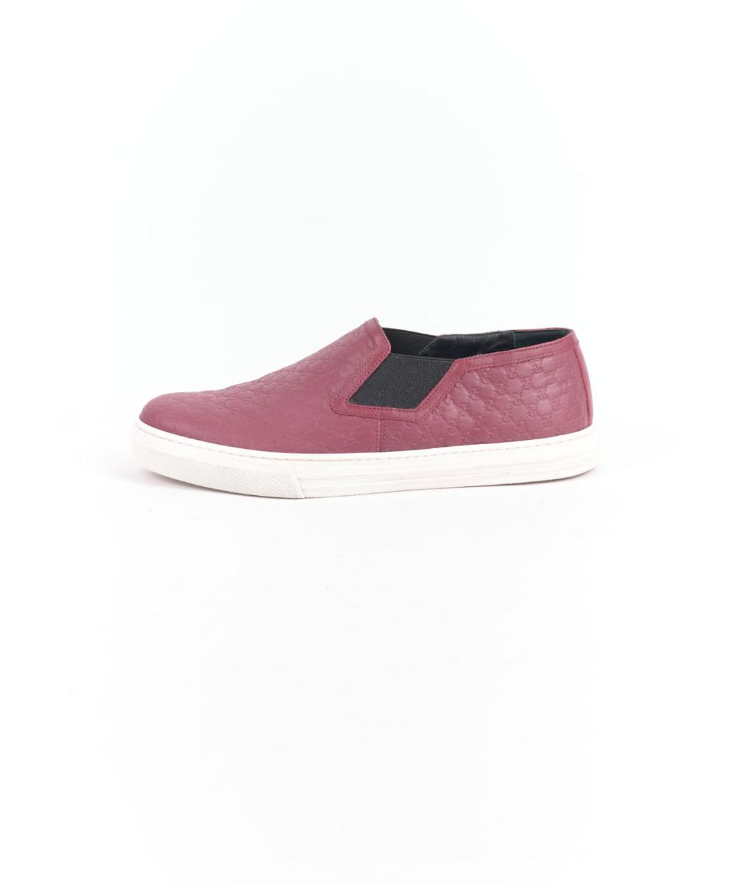 GUCCI Бордовые кожаные слипоны, фото 6