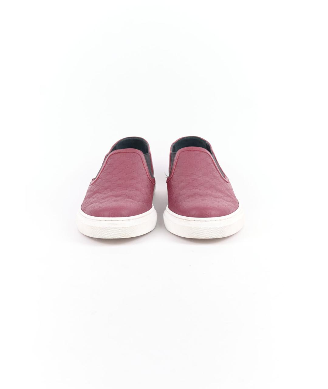 GUCCI Бордовые кожаные слипоны, фото 3