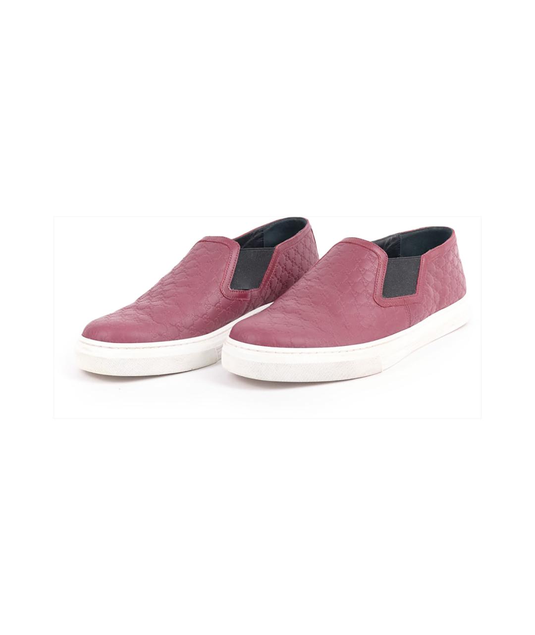 GUCCI Бордовые кожаные слипоны, фото 2