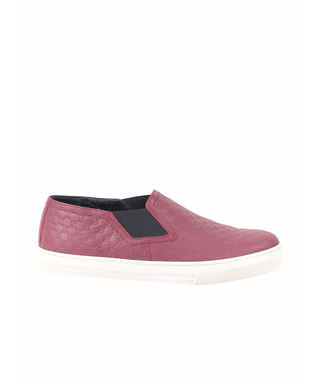 GUCCI Бордовые кожаные слипоны, фото 1