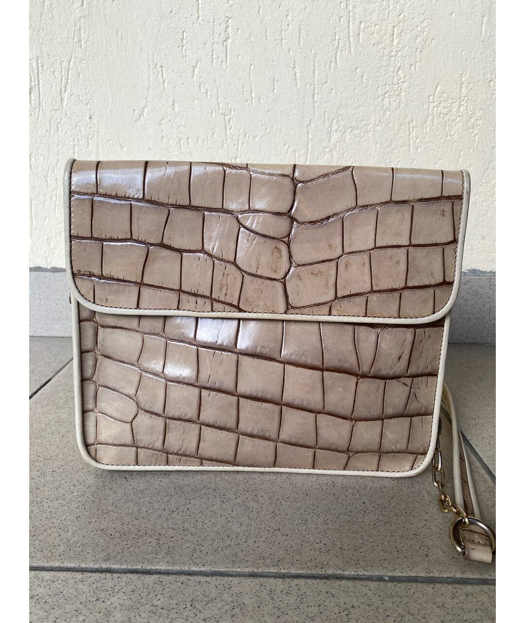 EMPORIO ARMANI Бежевая кожаная сумка тоут, фото 3