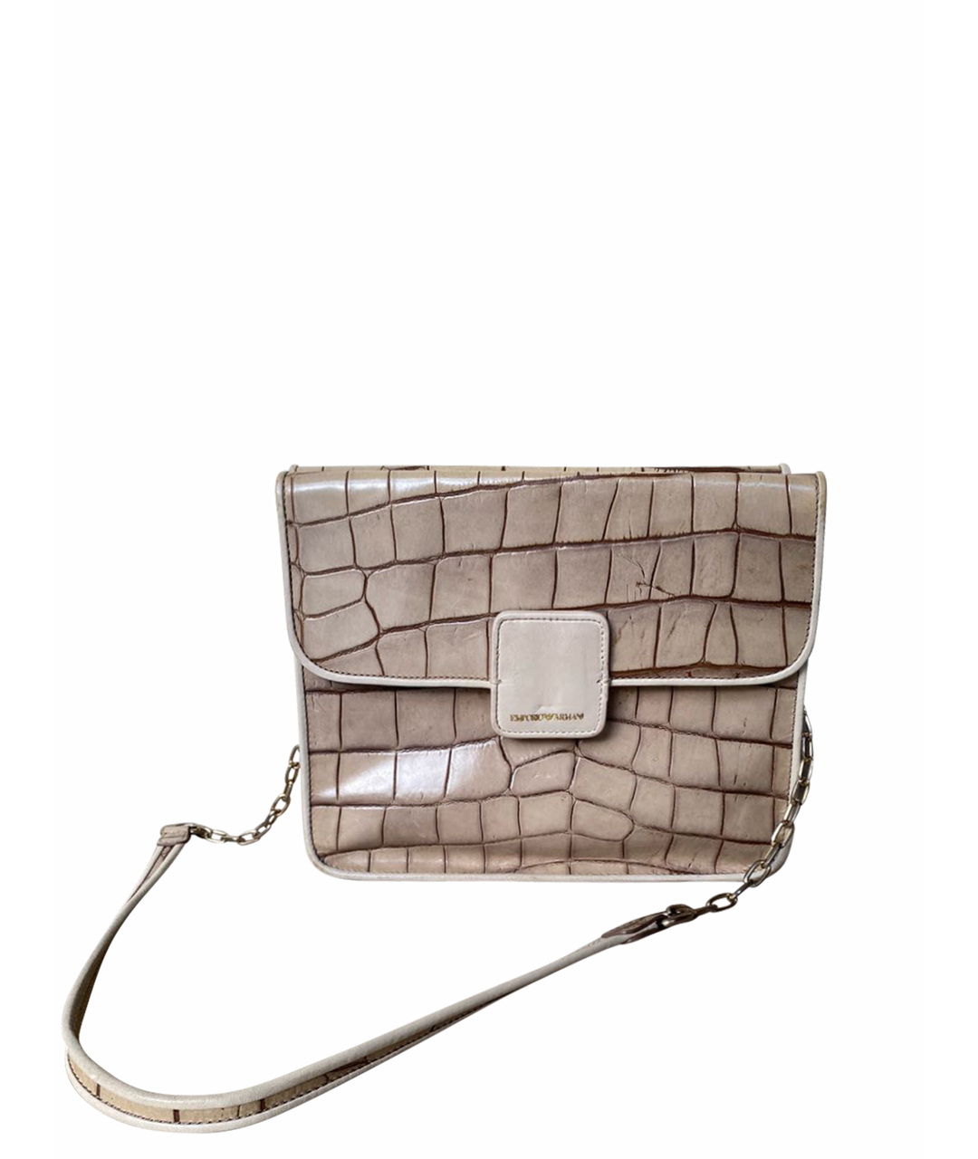 EMPORIO ARMANI Бежевая кожаная сумка тоут, фото 1