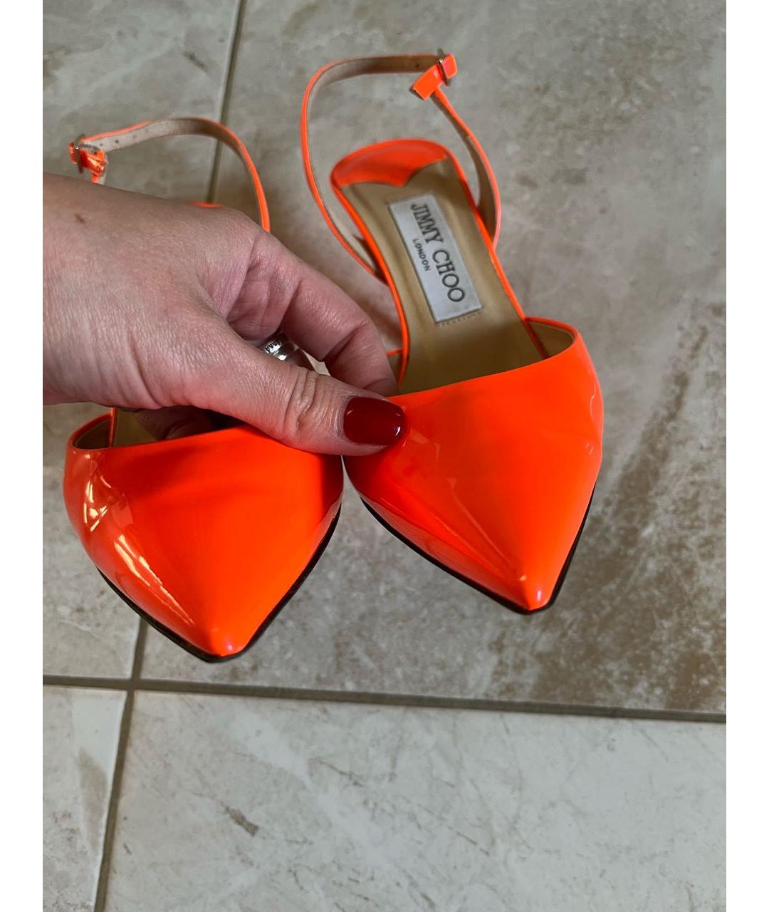 JIMMY CHOO Оранжевое туфли из лакированной кожи, фото 7