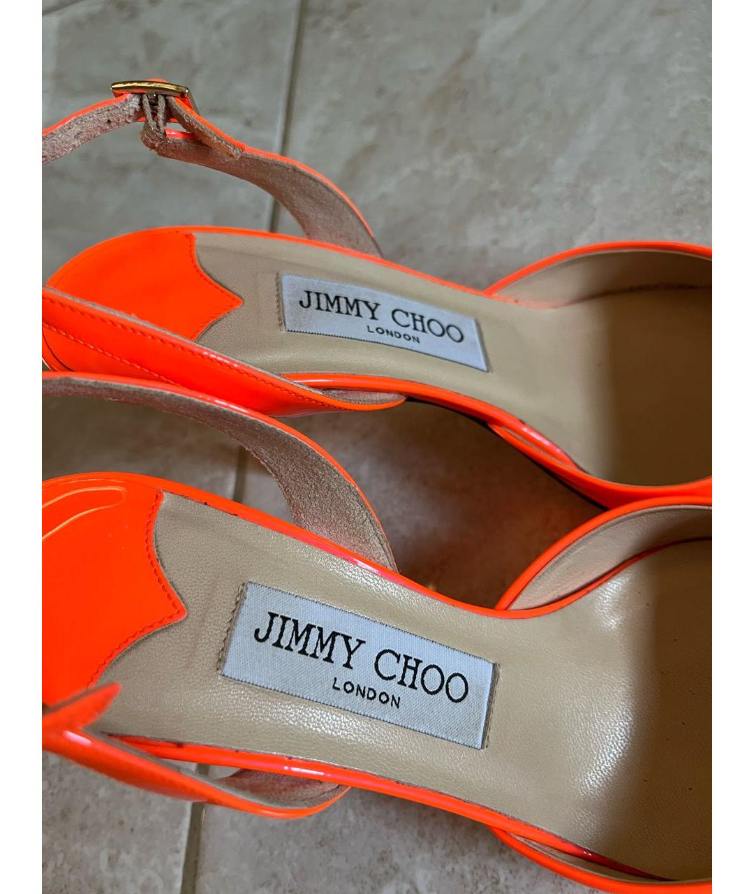 JIMMY CHOO Оранжевое туфли из лакированной кожи, фото 3