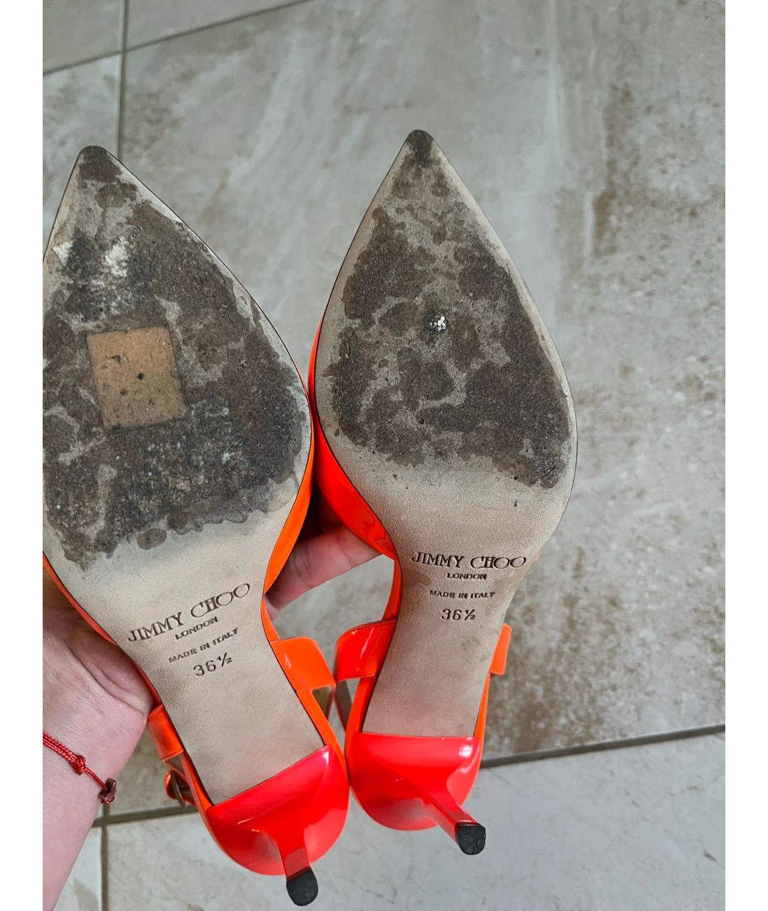 JIMMY CHOO Оранжевое туфли из лакированной кожи, фото 5