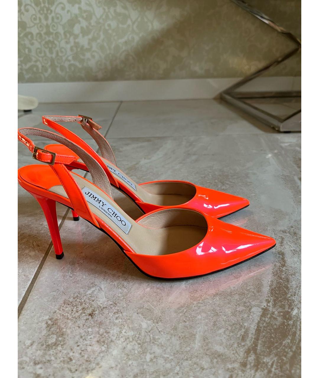 JIMMY CHOO Оранжевое туфли из лакированной кожи, фото 8