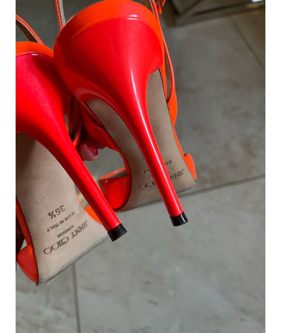 JIMMY CHOO Оранжевое туфли из лакированной кожи, фото 4