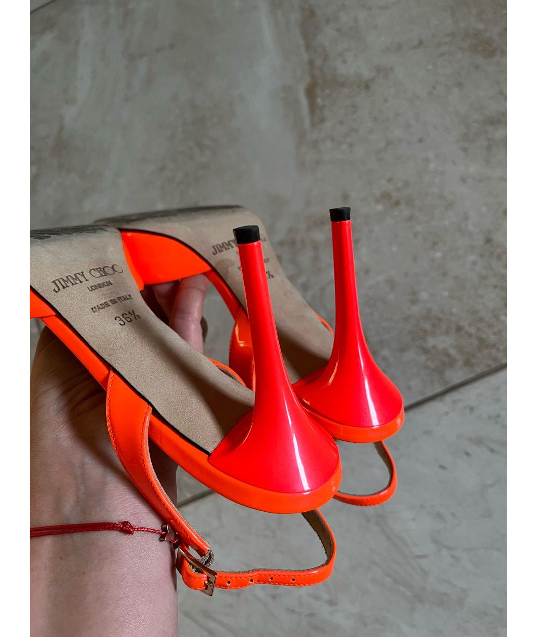 JIMMY CHOO Оранжевое туфли из лакированной кожи, фото 6