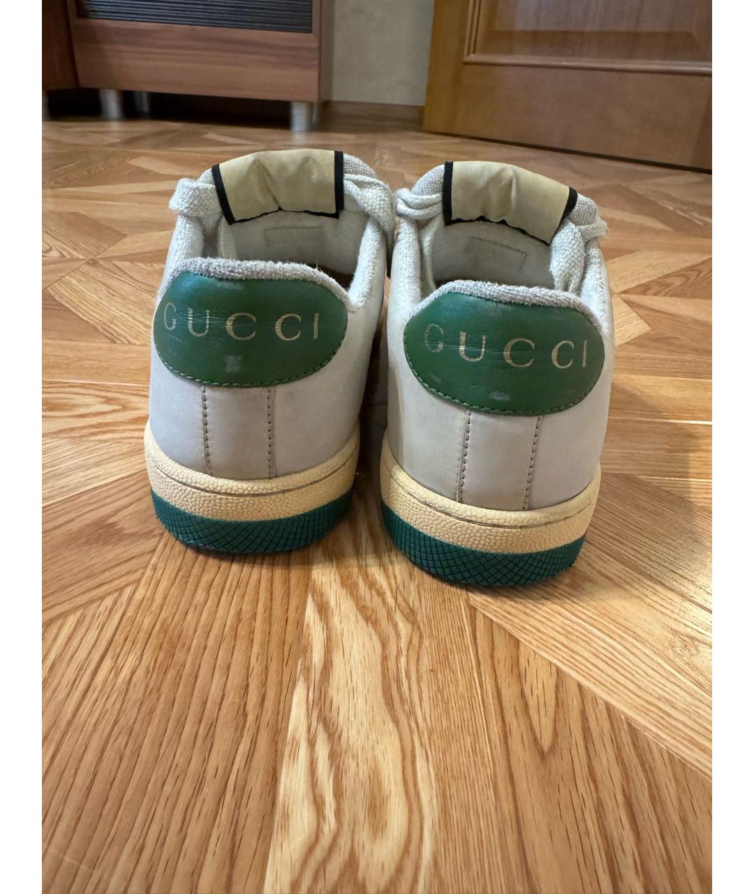 GUCCI Зеленые кожаные кроссовки, фото 4