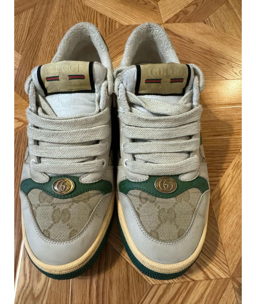 GUCCI Зеленые кожаные кроссовки, фото 2