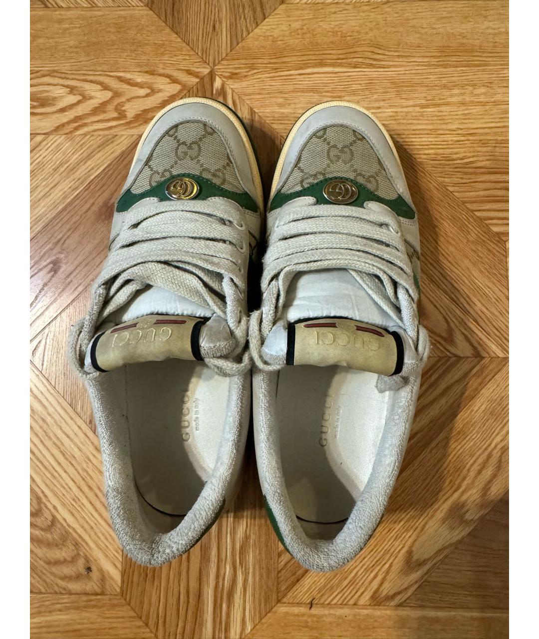 GUCCI Зеленые кожаные кроссовки, фото 3