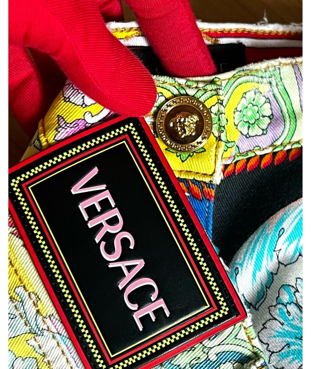 VERSACE Мульти хлопко-эластановые прямые джинсы, фото 2