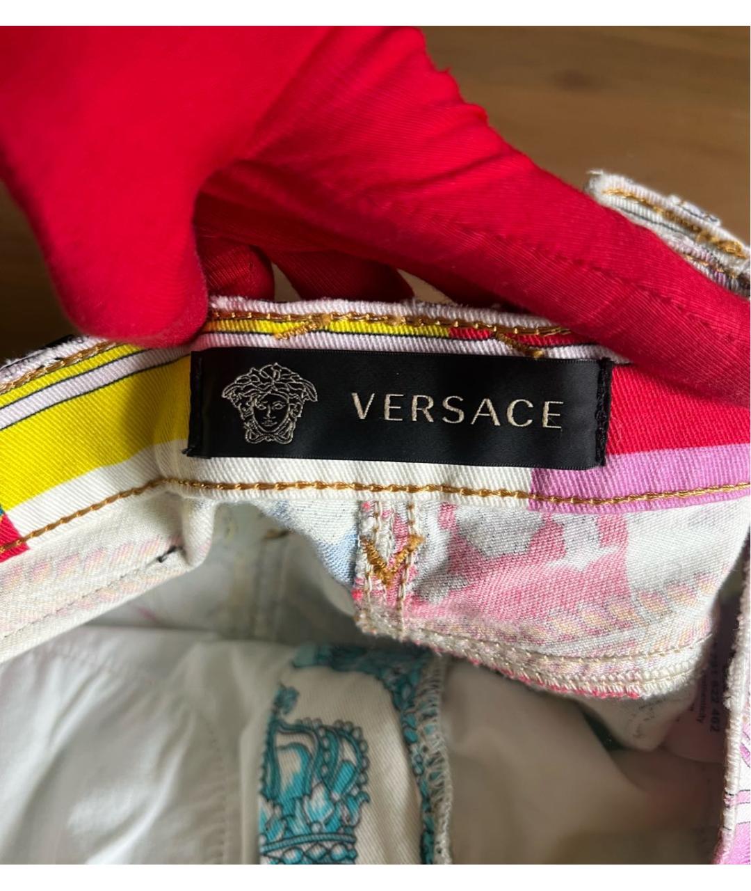 VERSACE Мульти хлопко-эластановые прямые джинсы, фото 8
