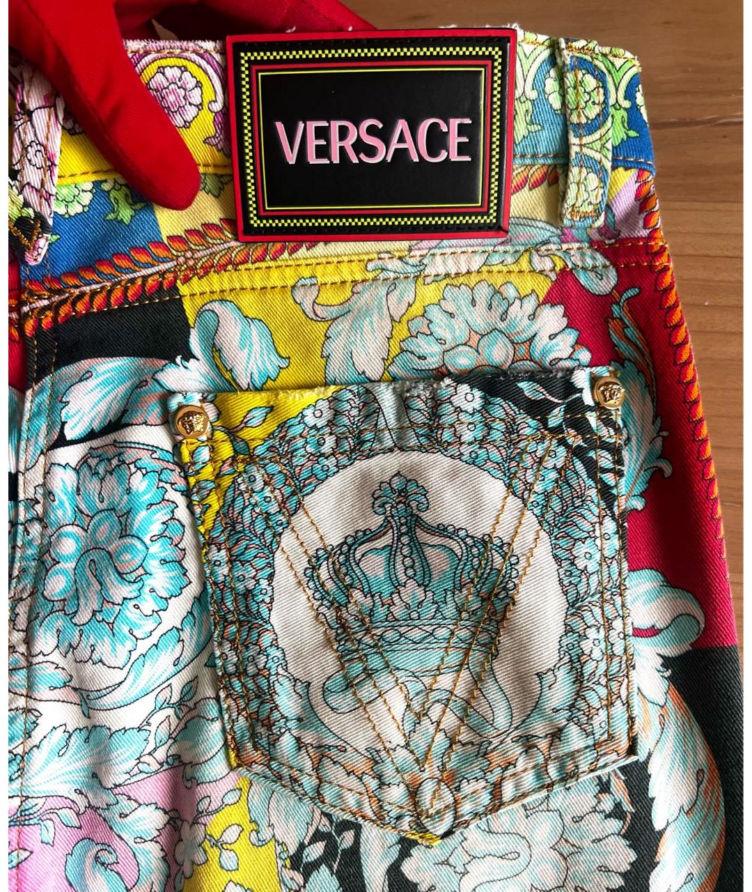 VERSACE Мульти хлопко-эластановые прямые джинсы, фото 7